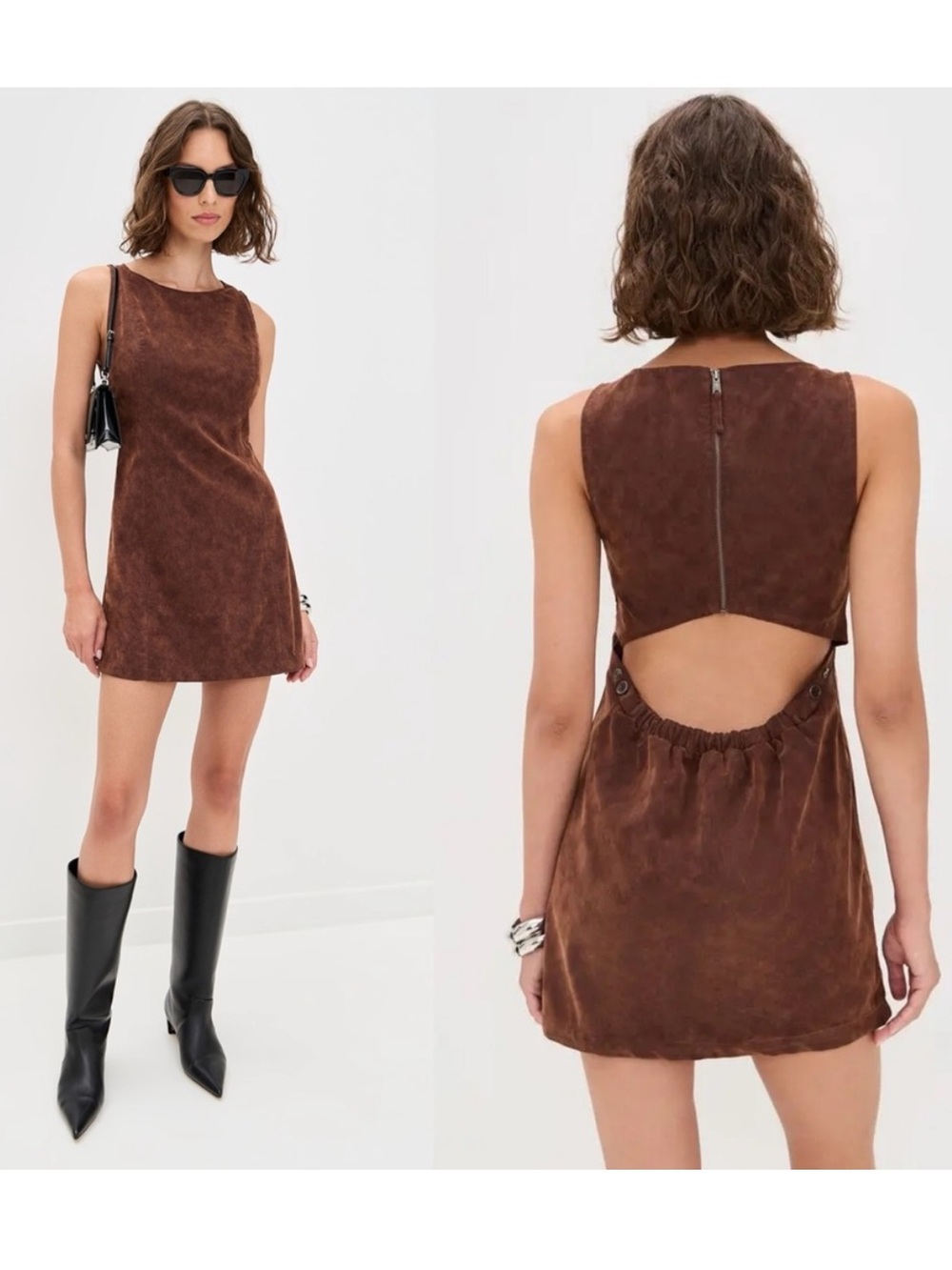 Free People Atlas Faux Suede Mini Dress L